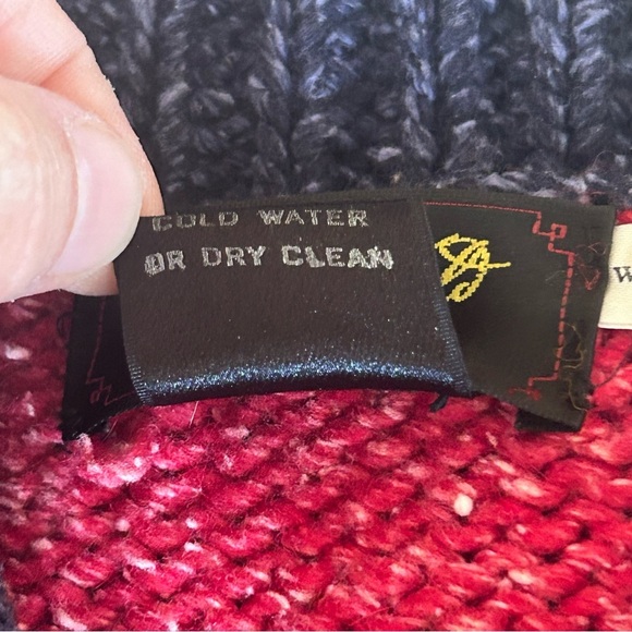 Invisible World Juneau Alaska Handknit Rainbow Patchwork Cotton Wool Zip Sweater - Picture 9 of 10